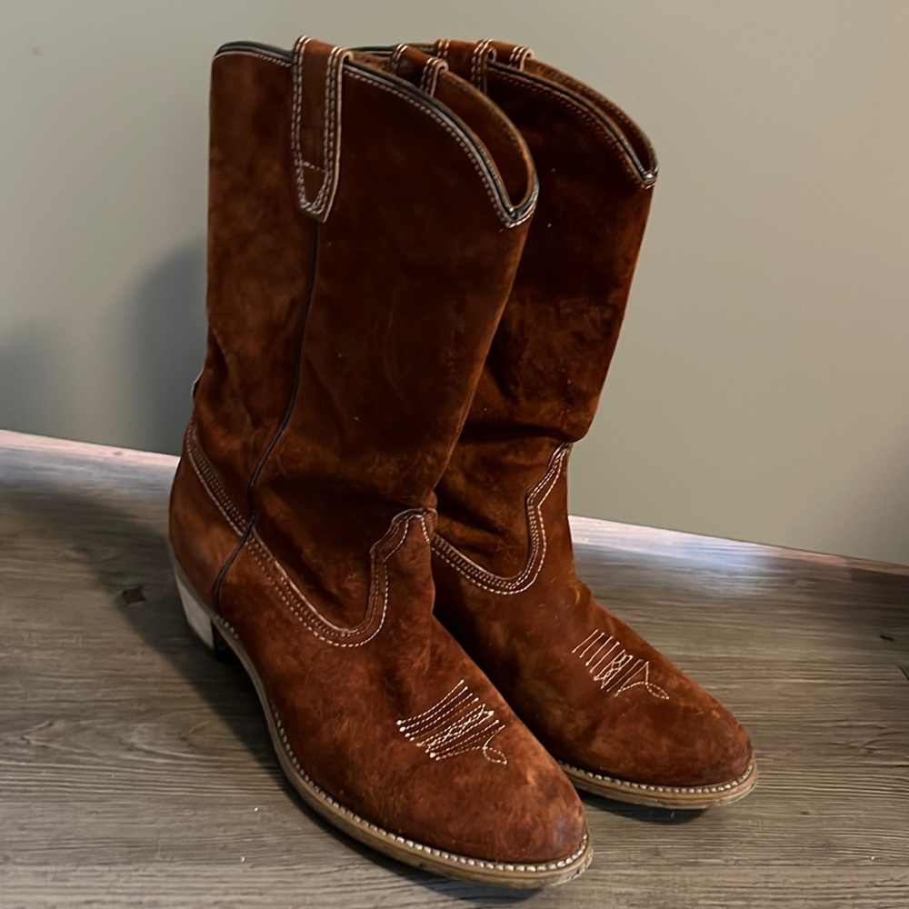 Vintage suede cowboy boots